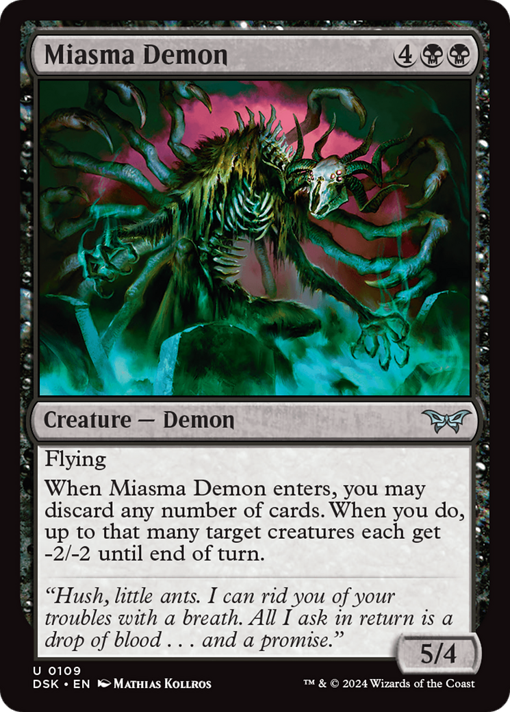 Miasma Demon - Uncommon Creature — Demon card from Duskmourn: House of Horror