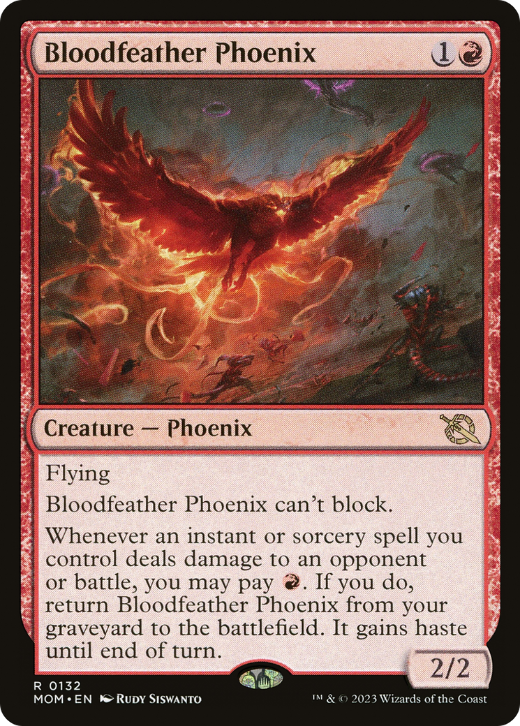 Bloodfeather Phoenix - Rare Creature — Phoenix card from March of the Machine
