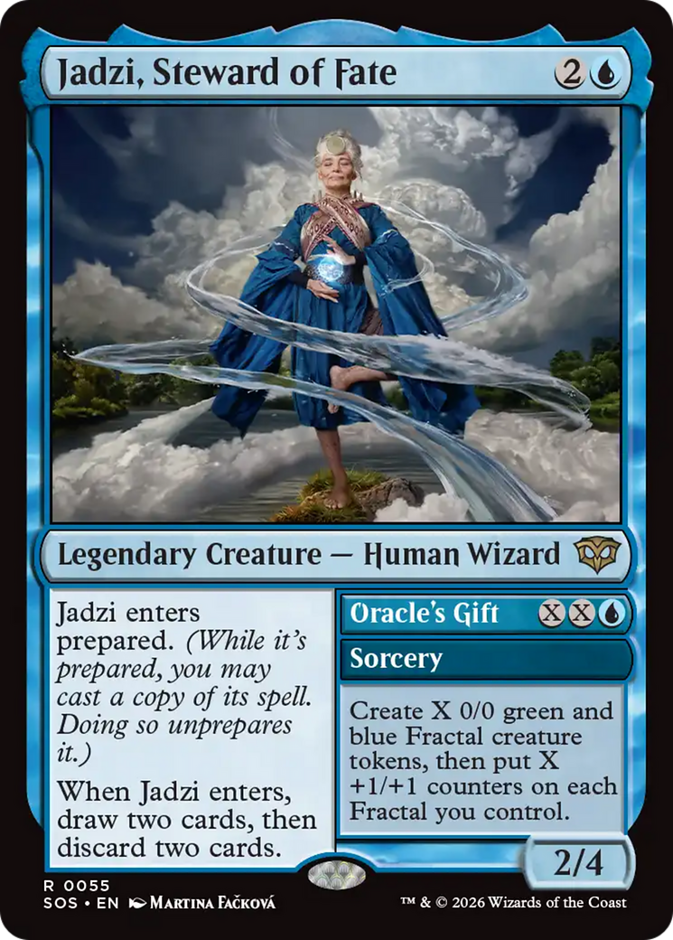 Jadzi, Steward of Fate // Oracle's Gift - Rare Legendary Creature — Human Wizard card from Secrets of Strixhaven