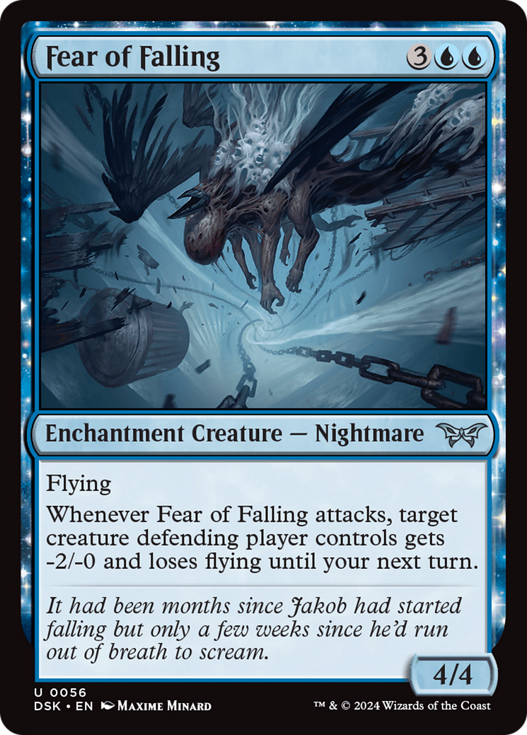 Fear of Falling - Uncommon Enchantment Creature — Nightmare card from Duskmourn: House of Horror