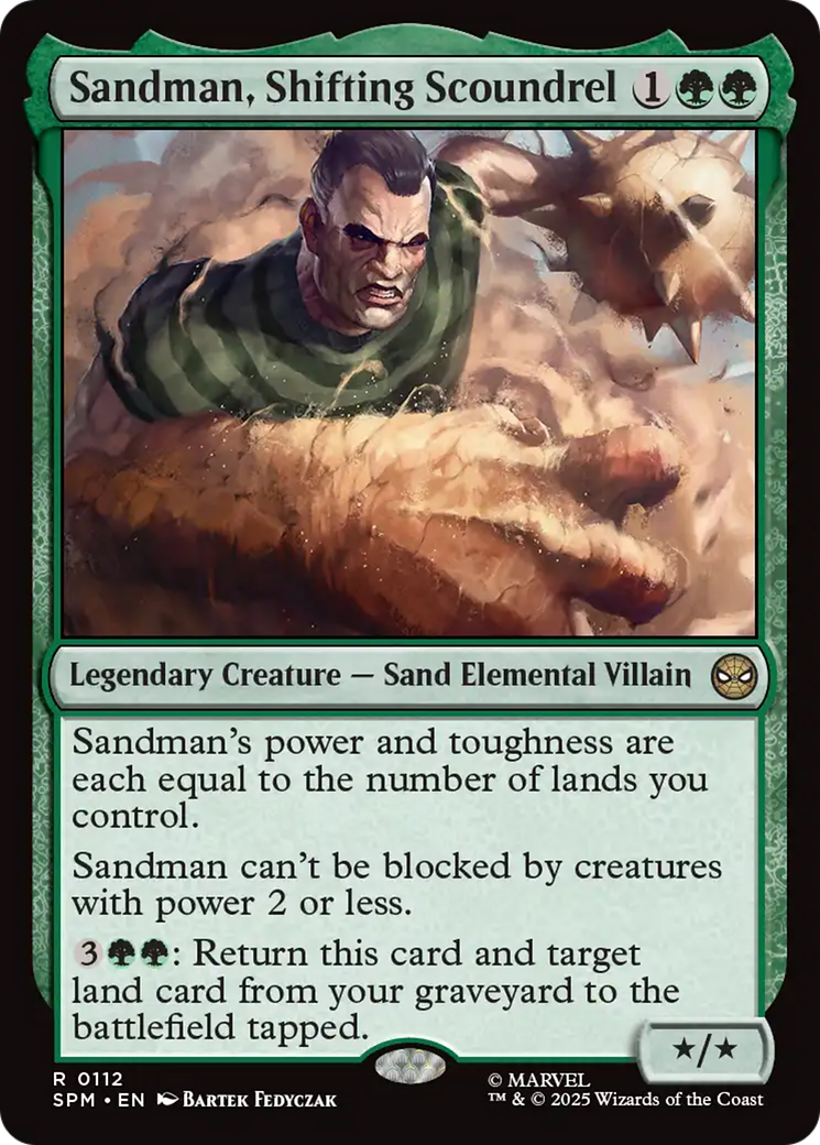 Sandman, Shifting Scoundrel - Rare Legendary Creature — Sand Elemental Villain card from Marvel's Spider-Man
