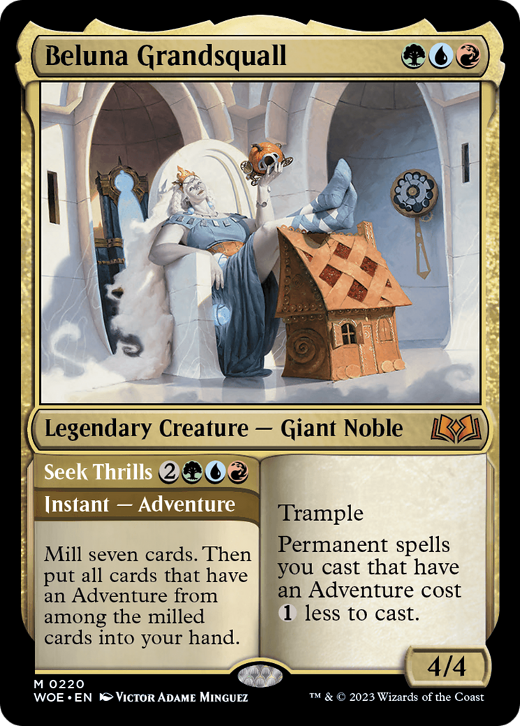 Beluna Grandsquall // Seek Thrills - Mythic Legendary Creature — Giant Noble card from Wilds of Eldraine