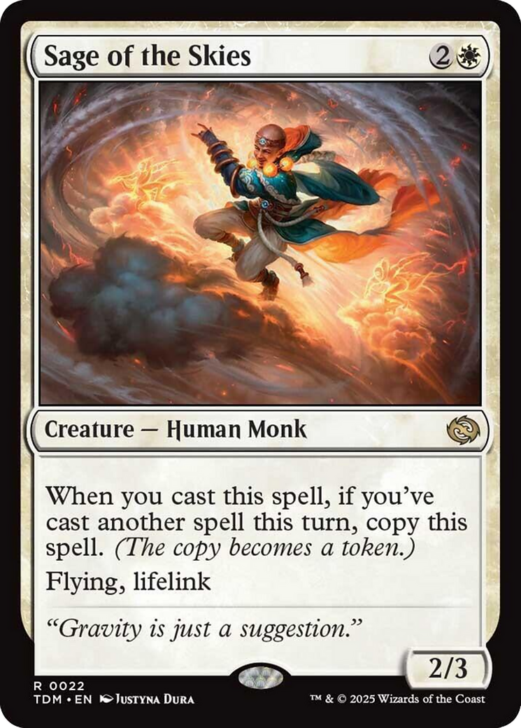 Sage of the Skies - Rare Creature — Human Monk card from Tarkir: Dragonstorm