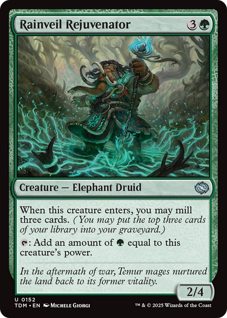 Rainveil Rejuvenator - Uncommon Creature — Elephant Druid card from Tarkir: Dragonstorm