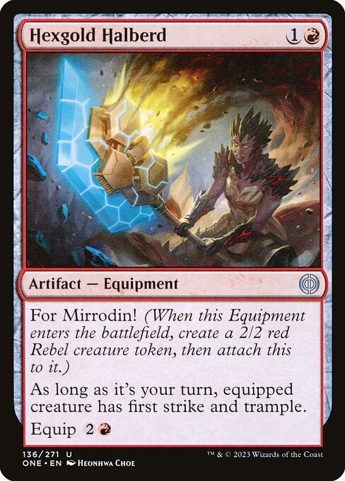 Hexgold Halberd - Uncommon card from ONE
