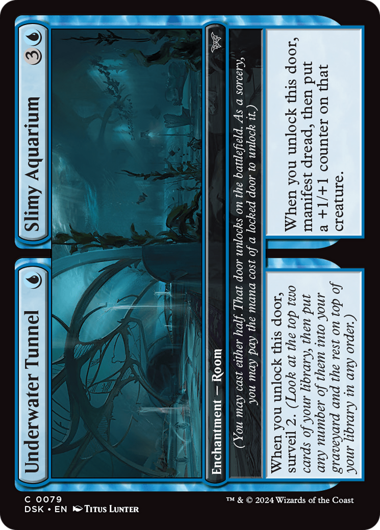 Underwater Tunnel // Slimy Aquarium - Common Enchantment — Room card from Duskmourn: House of Horror