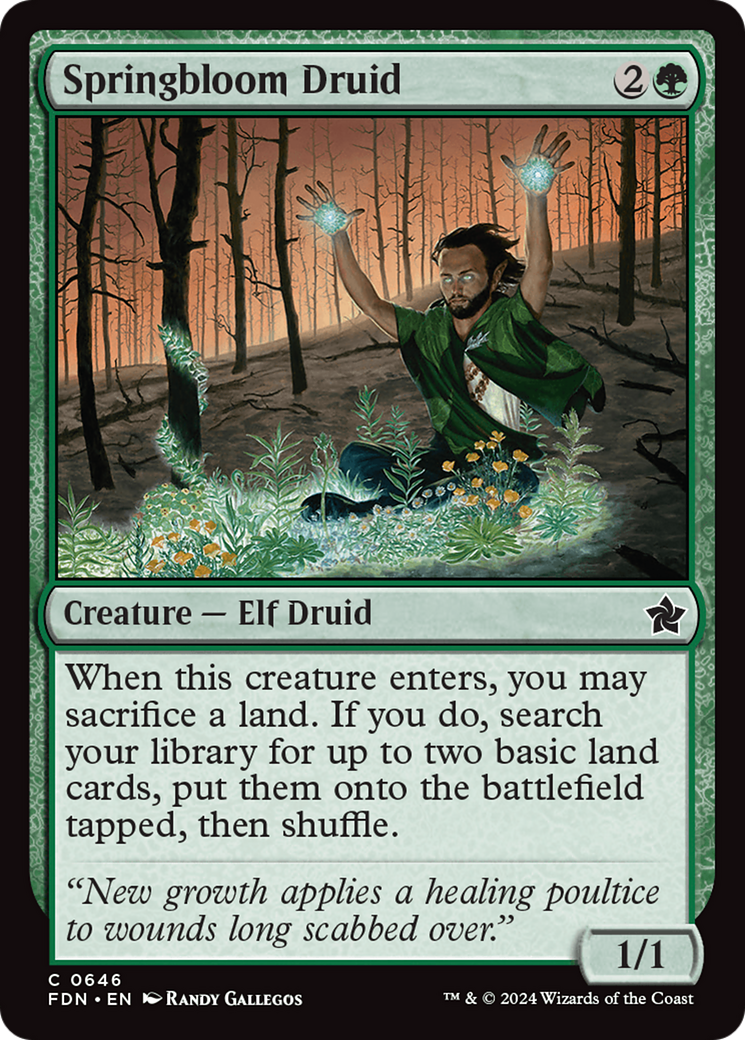 Springbloom Druid - Common Creature — Elf Druid card from Foundations