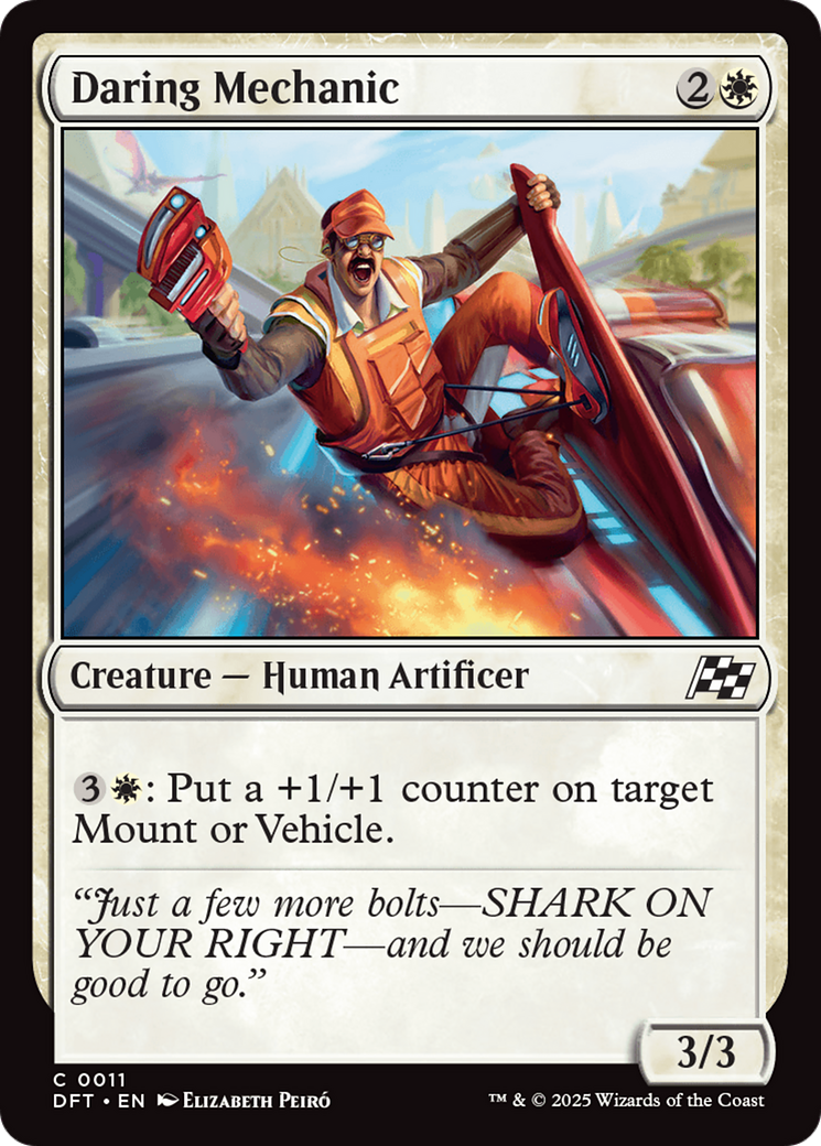 Daring Mechanic - Common Creature — Human Artificer card from Aetherdrift