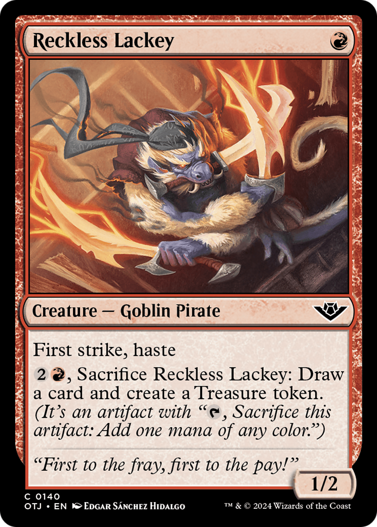 Reckless Lackey - Common Creature — Goblin Pirate card from Outlaws of Thunder Junction