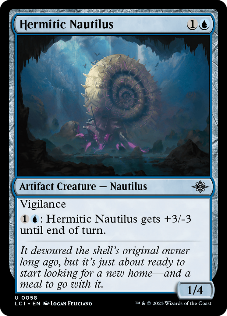 Hermitic Nautilus - Uncommon Artifact Creature — Nautilus card from The Lost Caverns of Ixalan