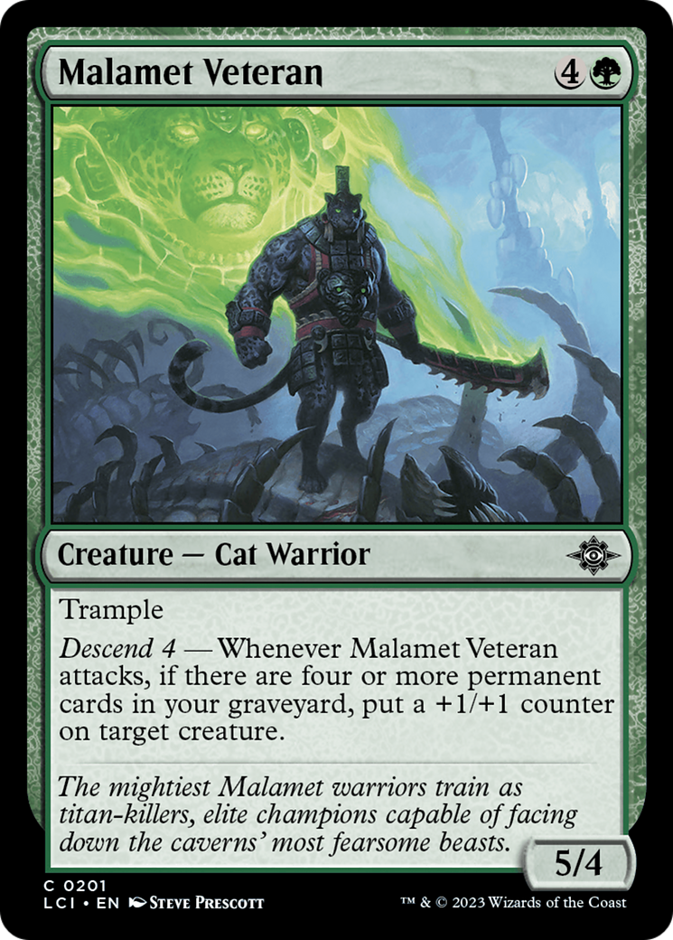 Malamet Veteran - Common Creature — Cat Warrior card from The Lost Caverns of Ixalan