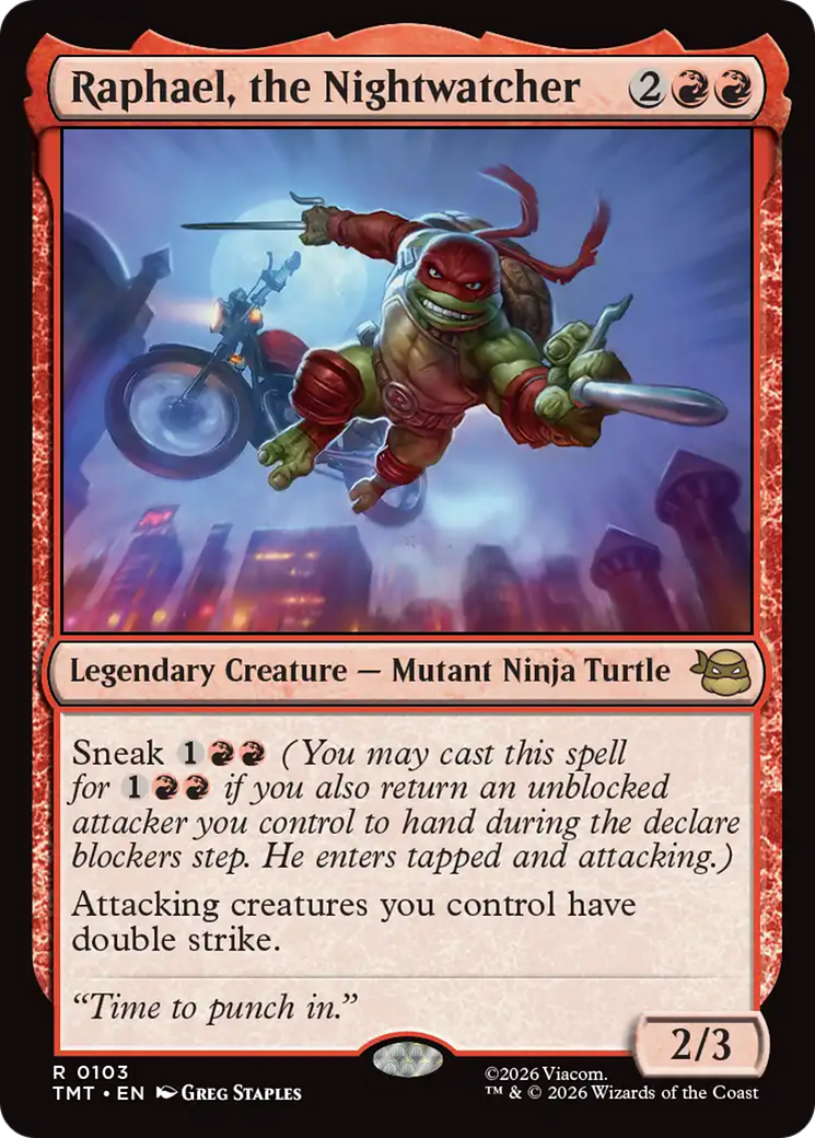 Raphael, the Nightwatcher - Rare Legendary Creature — Mutant Ninja Turtle card from Teenage Mutant Ninja Turtles