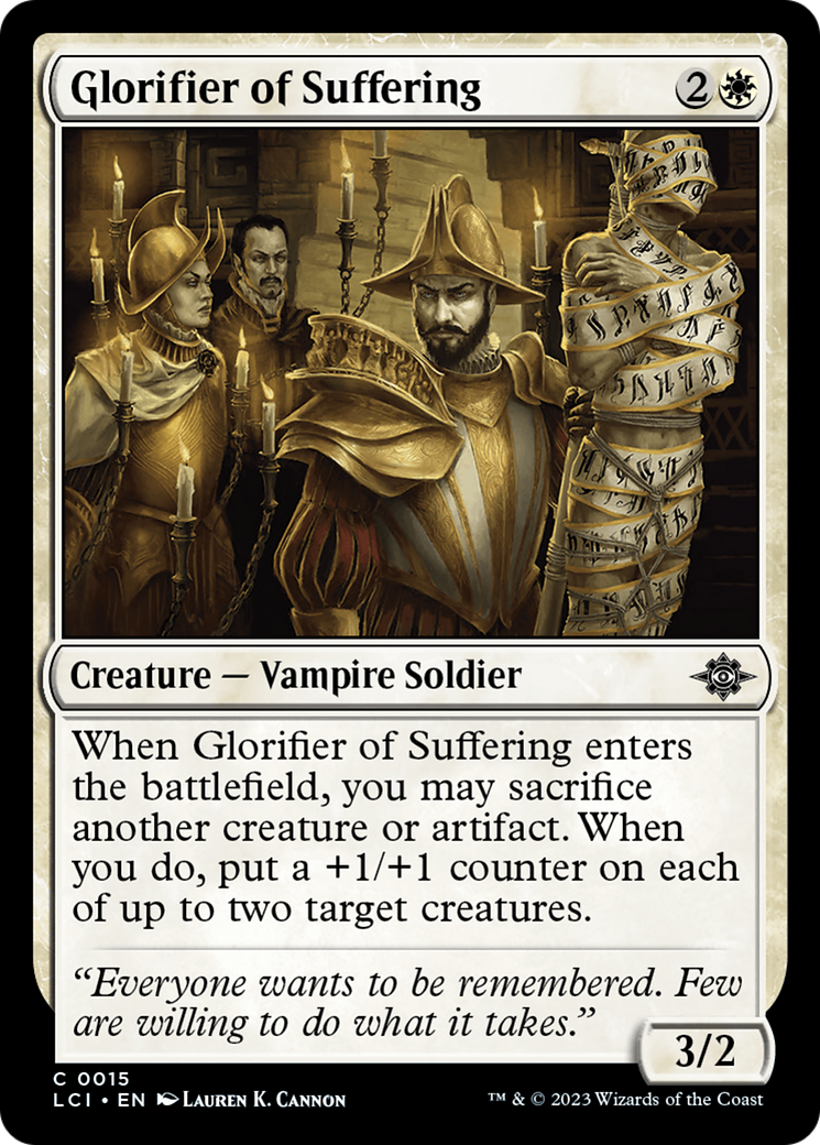 Glorifier of Suffering - Common Creature — Vampire Soldier card from The Lost Caverns of Ixalan