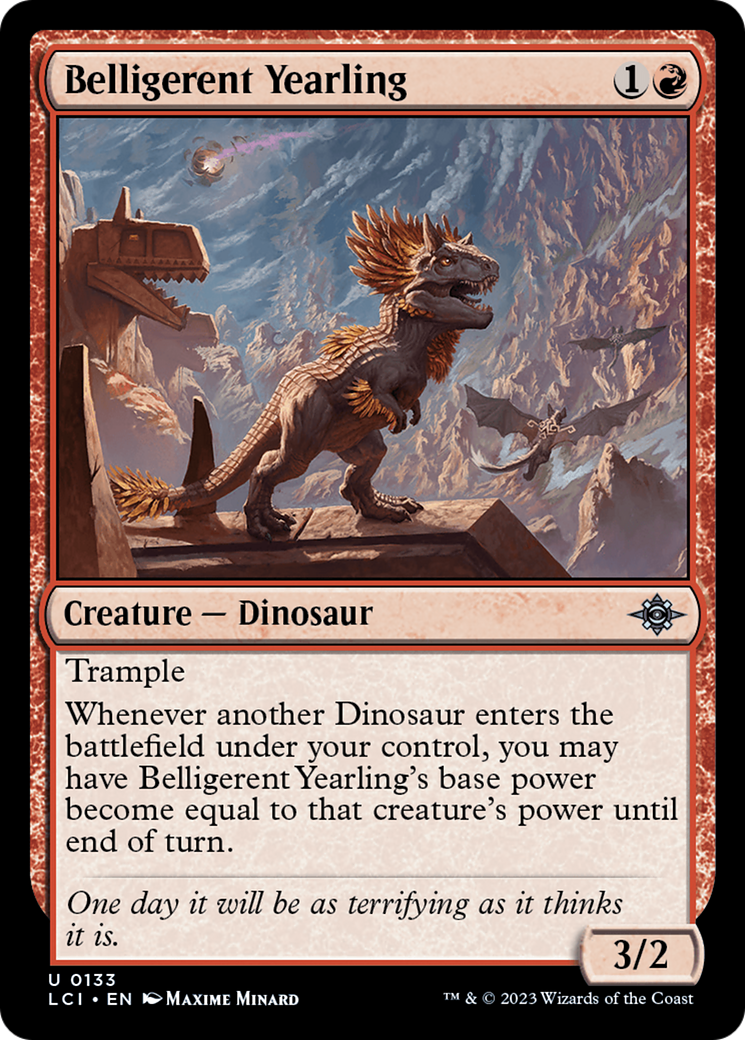 Belligerent Yearling - Uncommon Creature — Dinosaur card from The Lost Caverns of Ixalan