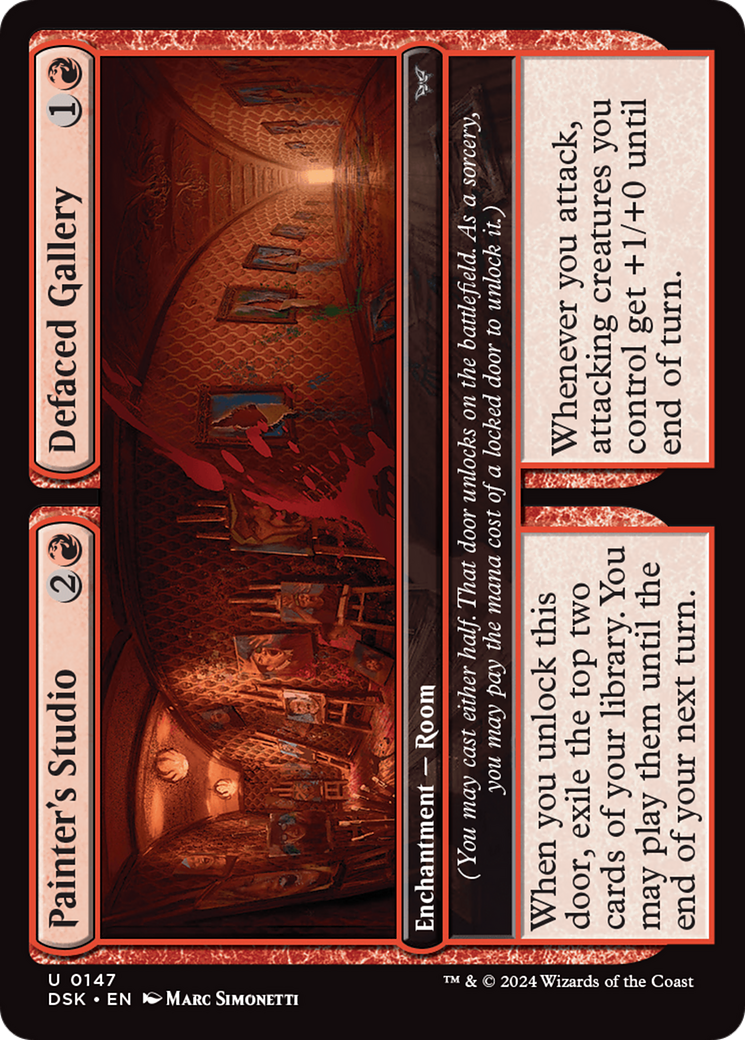 Painter's Studio // Defaced Gallery - Uncommon Enchantment — Room card from Duskmourn: House of Horror