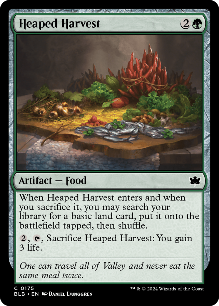 Heaped Harvest - Common Artifact — Food card from Bloomburrow