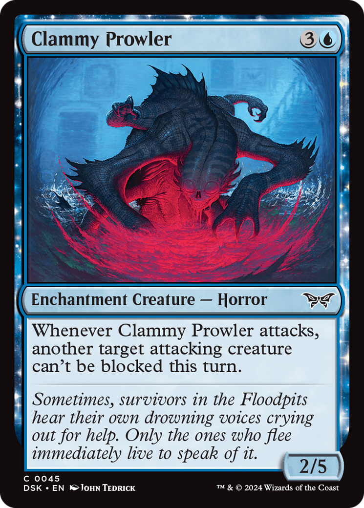 Clammy Prowler - Common Enchantment Creature — Horror card from Duskmourn: House of Horror
