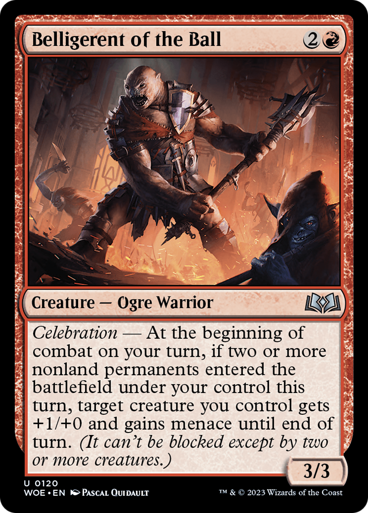 Belligerent of the Ball - Uncommon Creature — Ogre Warrior card from Wilds of Eldraine