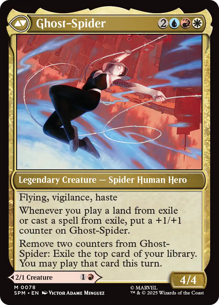 Back face of Gwen Stacy // Ghost-Spider - Legendary Creature — Human Performer Hero card