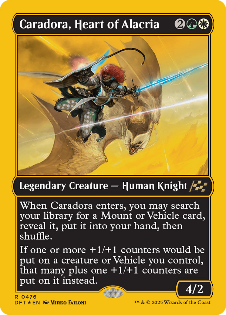 Caradora, Heart of Alacria - Rare Legendary Creature — Human Knight card from Aetherdrift
