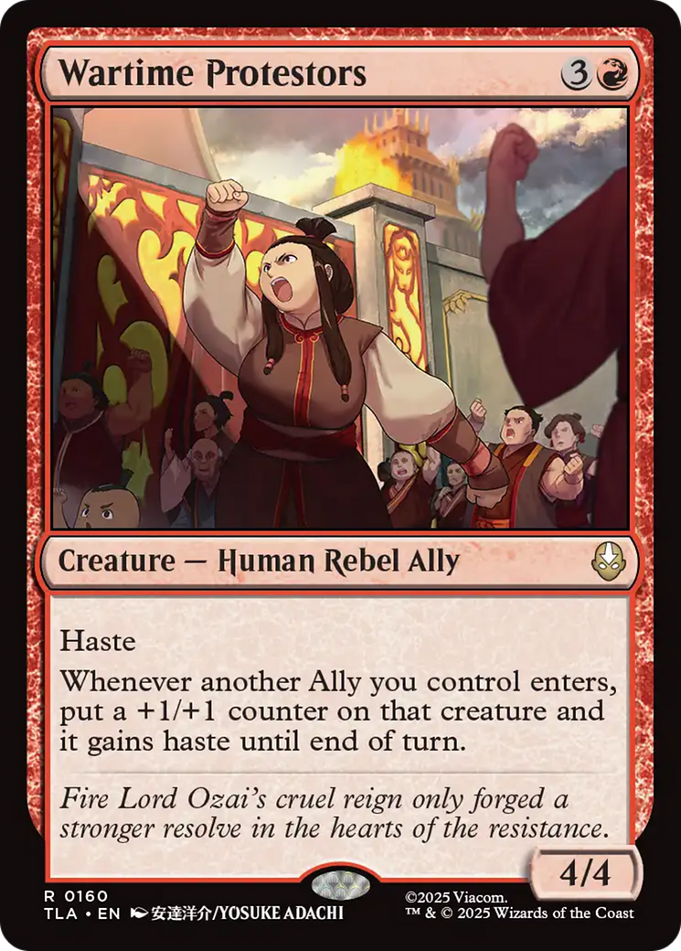 Wartime Protestors - Rare Creature — Human Rebel Ally card from Avatar: The Last Airbender