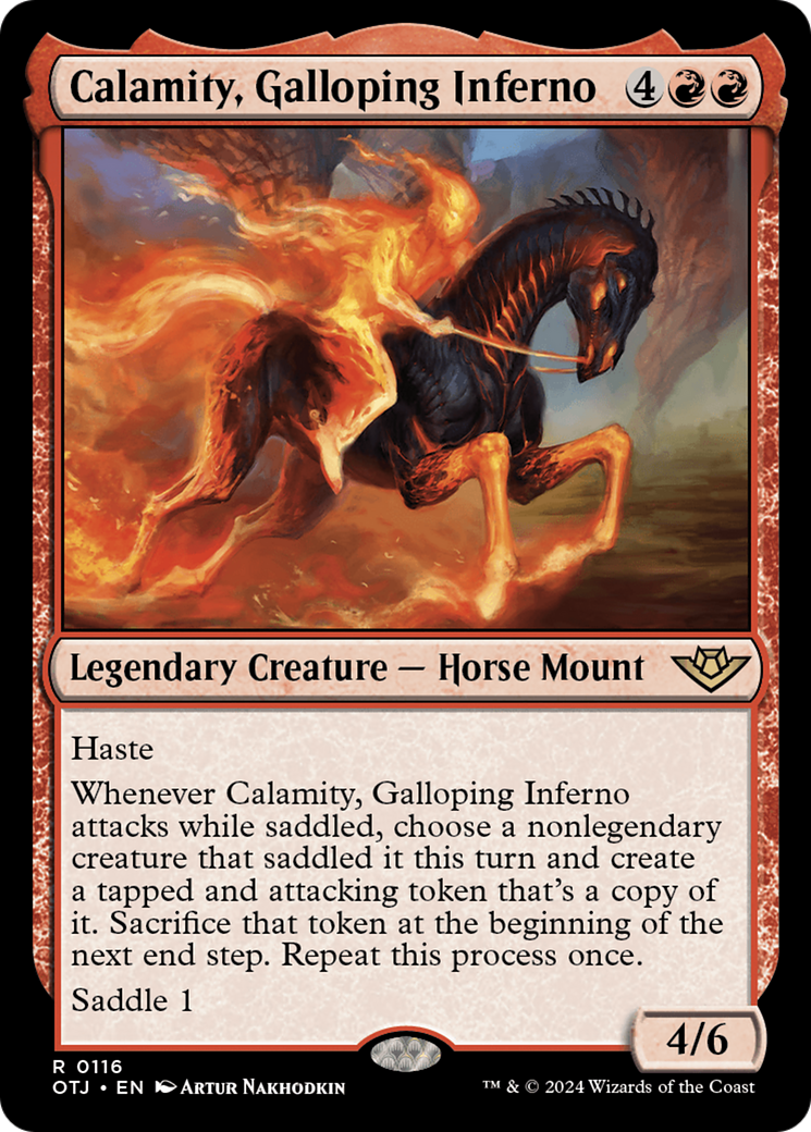 Calamity, Galloping Inferno - Rare Legendary Creature — Horse Mount card from Outlaws of Thunder Junction