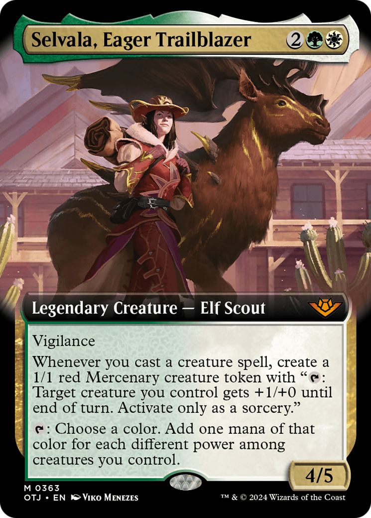 Selvala, Eager Trailblazer - Mythic Legendary Creature — Elf Scout card from Outlaws of Thunder Junction
