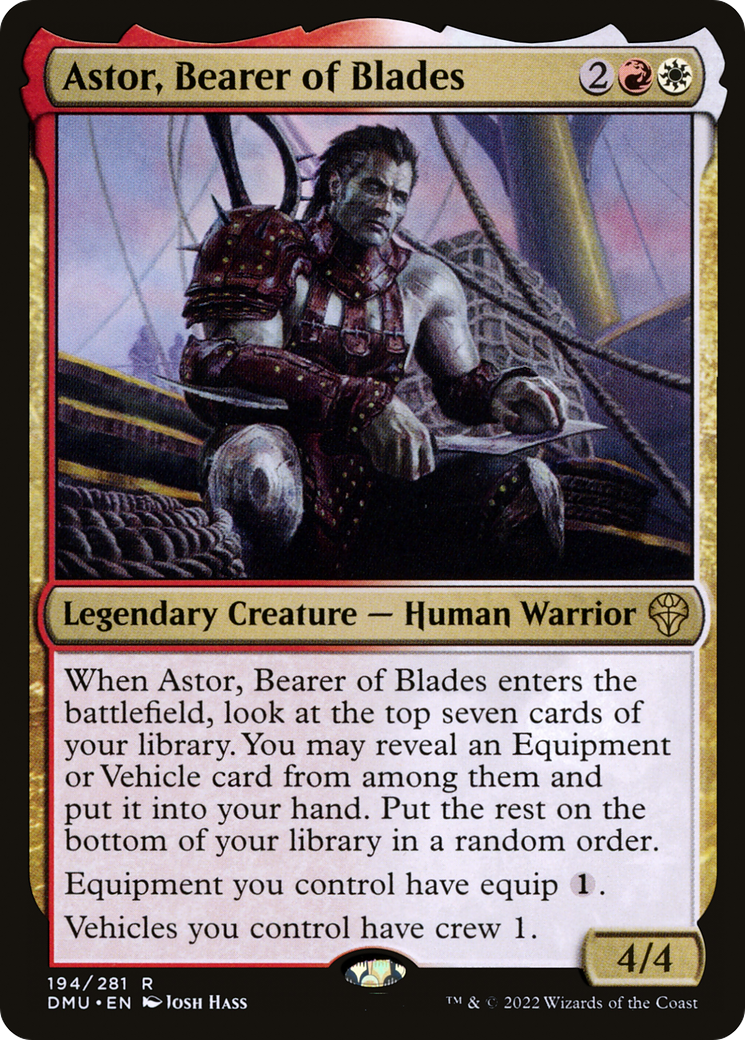 Astor, Bearer of Blades - Rare Legendary Creature — Human Warrior card from Dominaria United