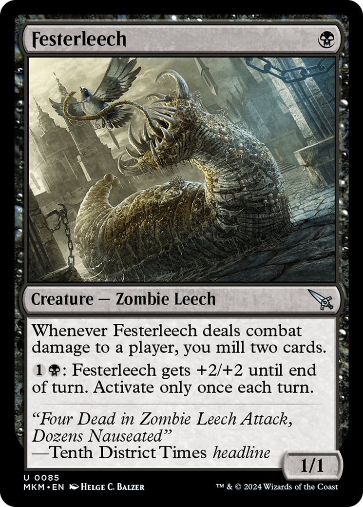 Festerleech - Uncommon Creature — Zombie Leech card from Murders at Karlov Manor