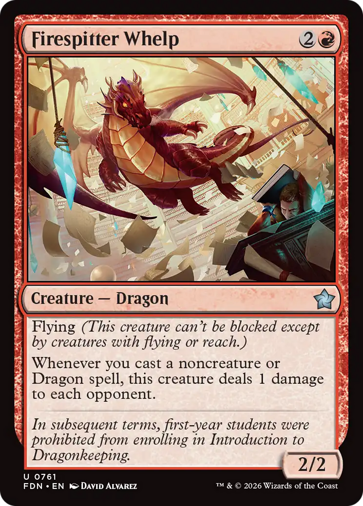 Firespitter Whelp - Uncommon Creature — Dragon card from Foundations