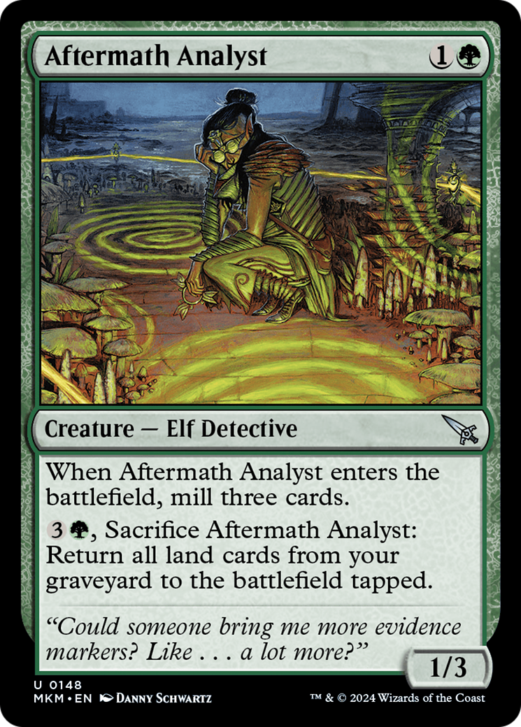 Aftermath Analyst - Uncommon Creature — Elf Detective card from Murders at Karlov Manor