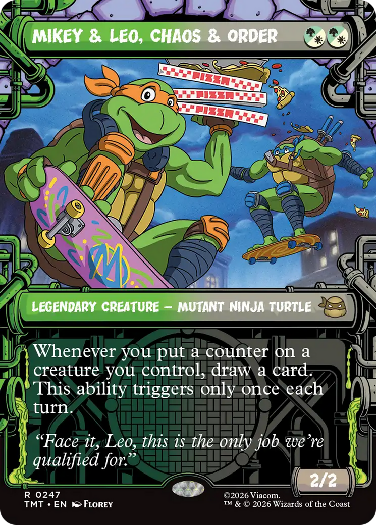 Mikey & Leo, Chaos & Order - Rare Legendary Creature — Mutant Ninja Turtle card from Teenage Mutant Ninja Turtles