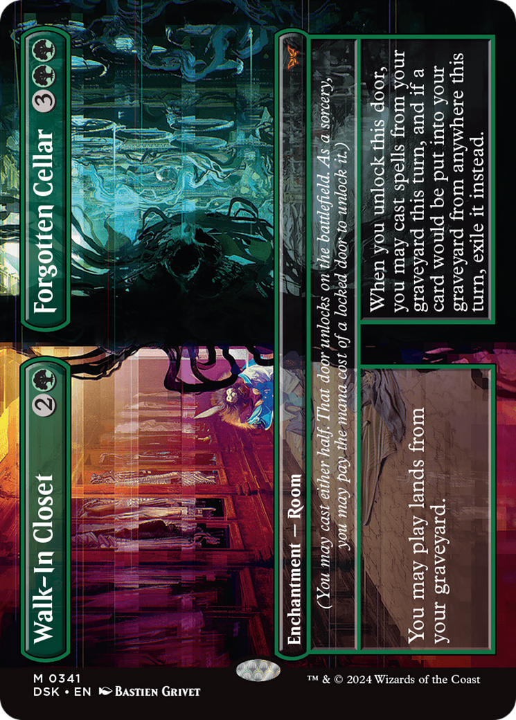 Walk-In Closet // Forgotten Cellar - Mythic Enchantment — Room card from Duskmourn: House of Horror