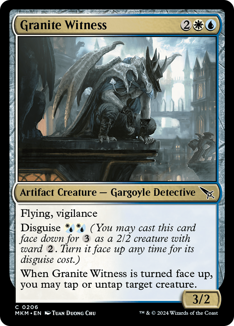 Granite Witness - Common Artifact Creature — Gargoyle Detective card from Murders at Karlov Manor