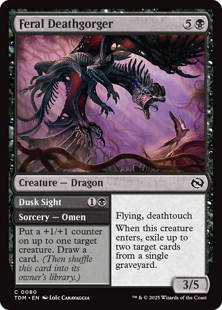 Feral Deathgorger // Dusk Sight - Common Creature — Dragon card from Tarkir: Dragonstorm