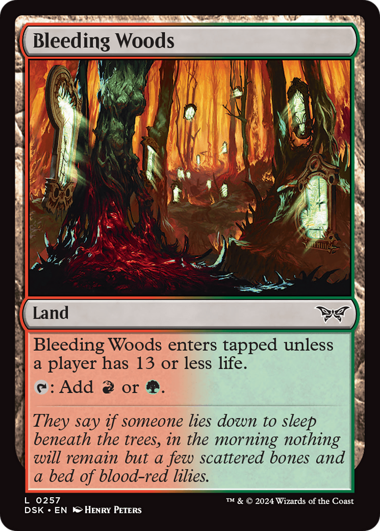 Bleeding Woods - Common Land card from Duskmourn: House of Horror