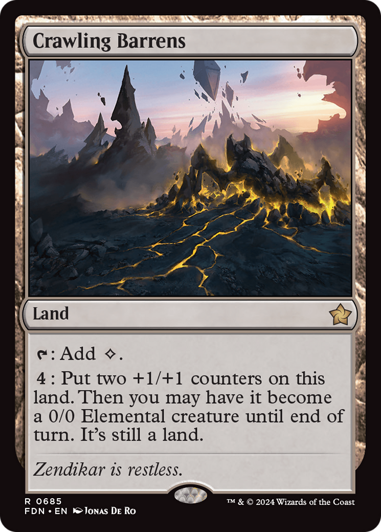 Crawling Barrens - Rare Land card from Foundations