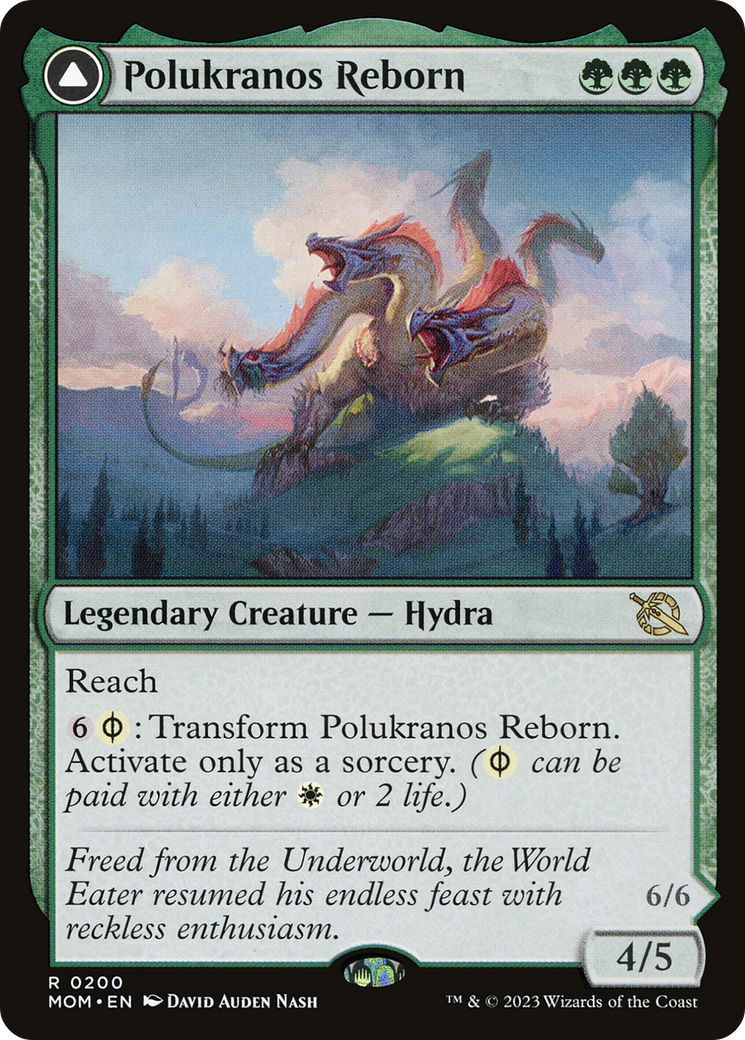 Polukranos Reborn // Polukranos, Engine of Ruin - Rare Legendary Creature — Hydra card from March of the Machine