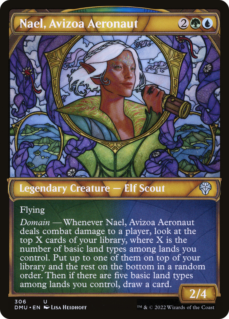 Nael, Avizoa Aeronaut - Uncommon Legendary Creature — Elf Scout card from Dominaria United