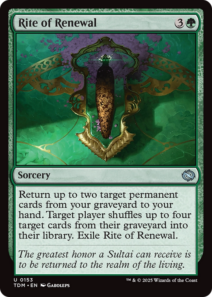 Rite of Renewal - Uncommon Sorcery card from Tarkir: Dragonstorm