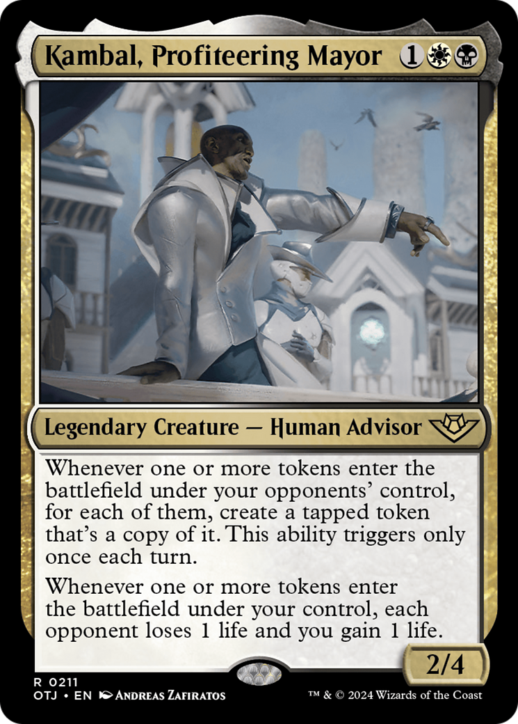 Kambal, Profiteering Mayor - Rare Legendary Creature — Human Advisor card from Outlaws of Thunder Junction