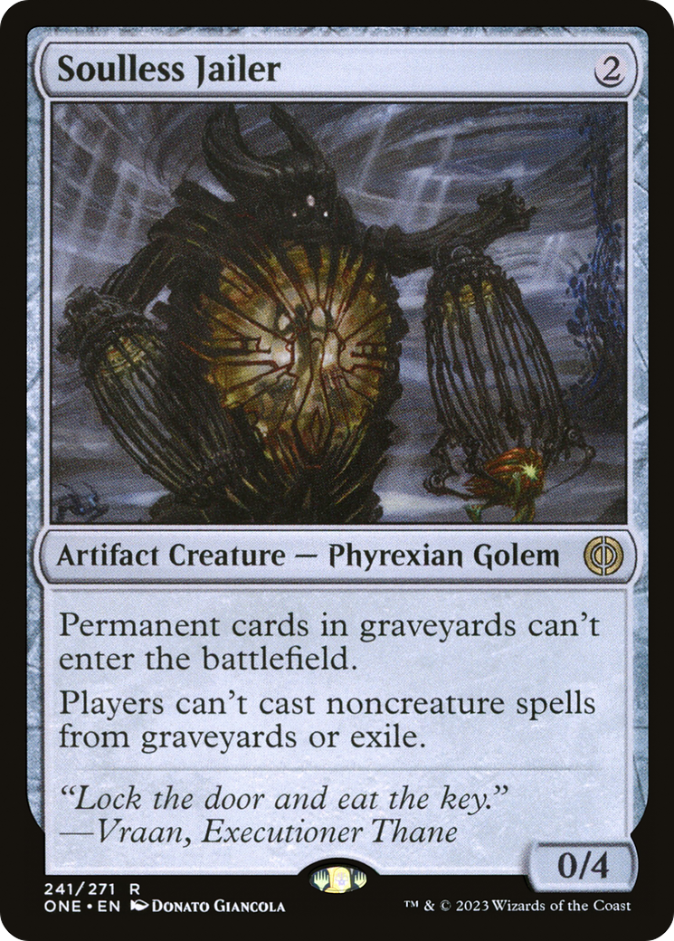 Soulless Jailer - Rare Artifact Creature — Phyrexian Golem card from Phyrexia: All Will Be One