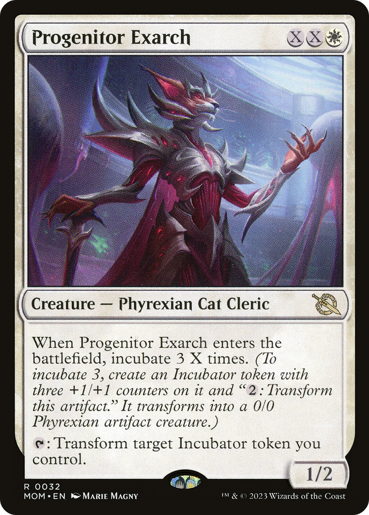 Progenitor Exarch - Rare Creature — Phyrexian Cat Cleric card from March of the Machine