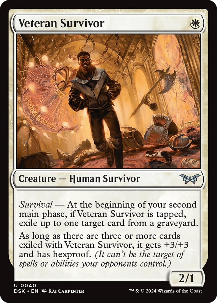 Veteran Survivor - Uncommon Creature — Human Survivor card from Duskmourn: House of Horror