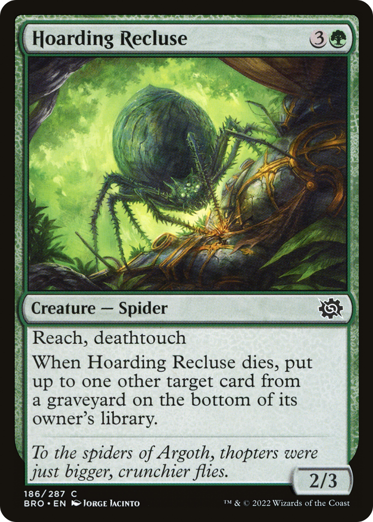 Hoarding Recluse - Common Creature — Spider card from The Brothers' War