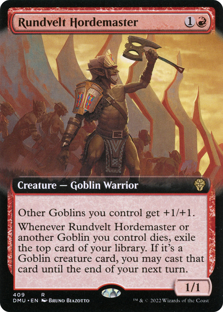 Rundvelt Hordemaster - Rare Creature — Goblin Warrior card from Dominaria United