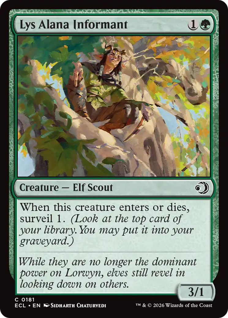 Lys Alana Informant - Common Creature — Elf Scout card from Lorwyn Eclipsed