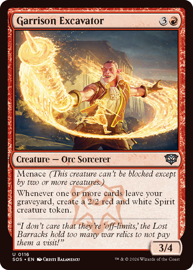 Garrison Excavator - Uncommon Creature — Orc Sorcerer card from Secrets of Strixhaven