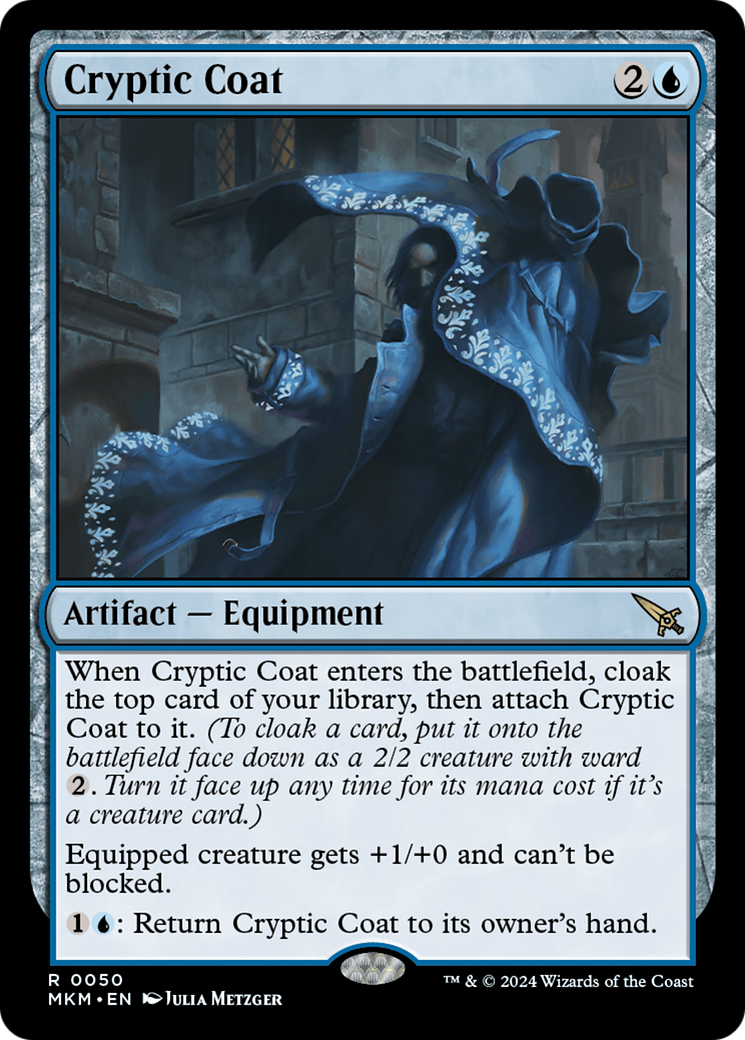 Cryptic Coat - Rare Artifact — Equipment card from Murders at Karlov Manor