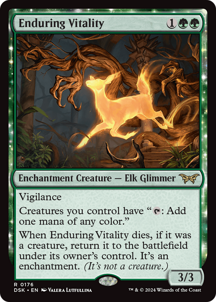 Enduring Vitality - Rare Enchantment Creature — Elk Glimmer card from Duskmourn: House of Horror